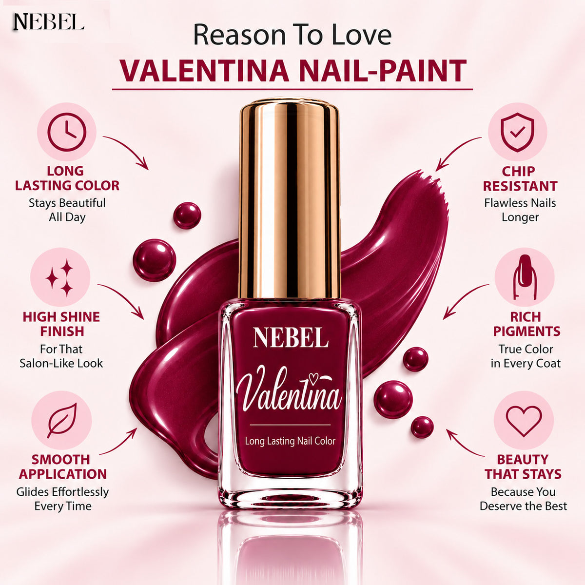 Dark berry red & Pure White Valentina Long Lasting Nail Color Combo Pa ...