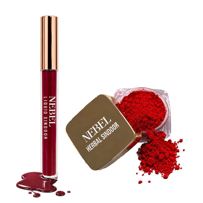 Sindoor Combo – Liquid Sindoor Maroon & Herbal Powder Sindoor Red