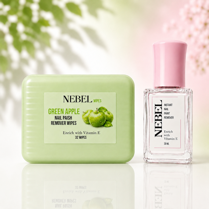 Green Apple Nail Paint Remover Combo - Wipes + Liquid Remover