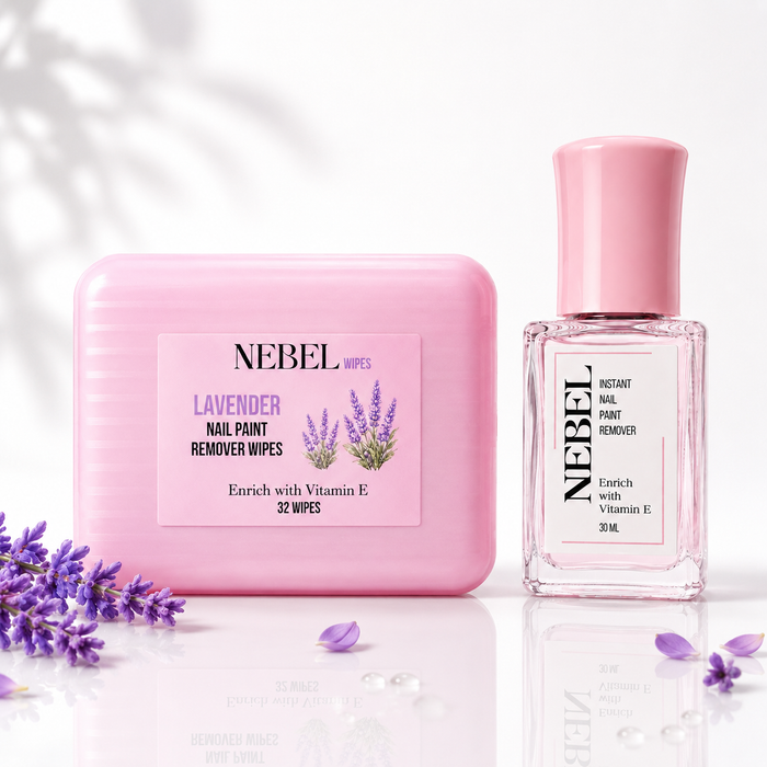 Lavender Nail Paint Remover Combo - Wipes + Liquid Remover