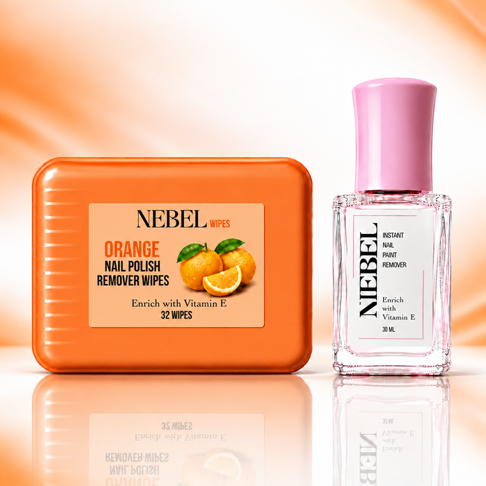 Orange Nail Paint Remover Combo - Wipes + Liquid Remover