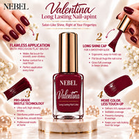 Berry Red & Pure White Valentina Long Lasting Nail Color Combo Pack