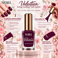 Burgundy Wine & Pure White Valentina Long Lasting Nail Color Combo Pack