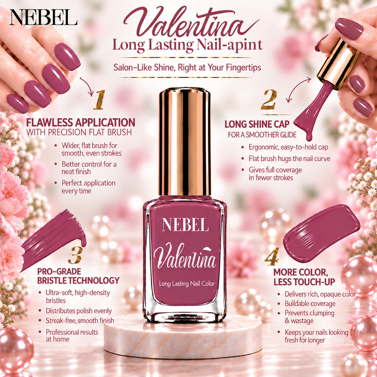 Velvet Pink & Pure White Valentina Long Lasting Nail Color Combo Pack