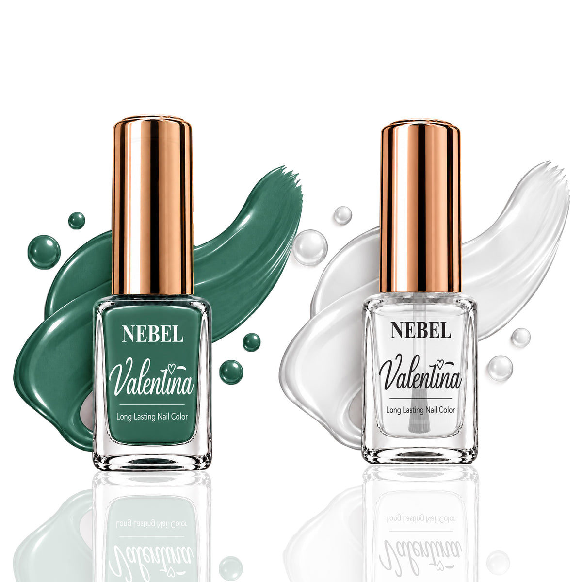 Emerald Green & Pure White Valentina Long Lasting Nail Color Combo Pack