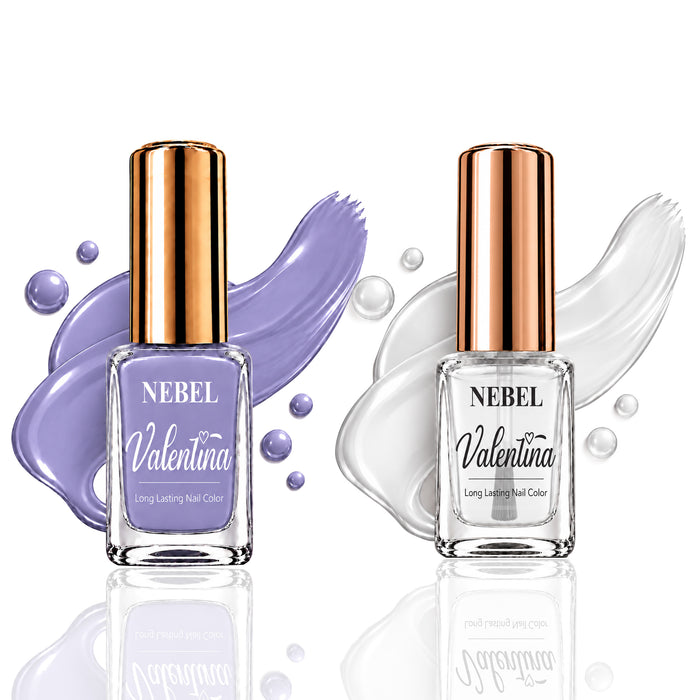 Pastel Blue & Pure White Valentina Long Lasting Nail Color Combo Pack