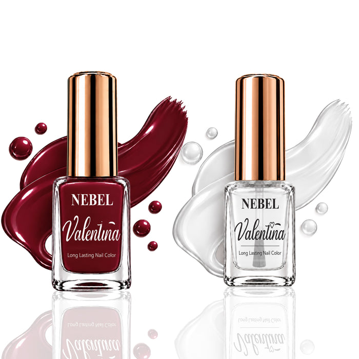 Maroon Red & Pure White Valentina Long Lasting Nail Color Combo Pack