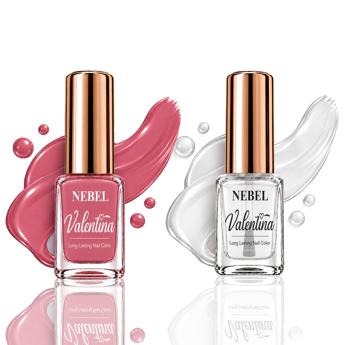 Rose Pink & Pure White Valentina Long Lasting Nail Color Combo Pack