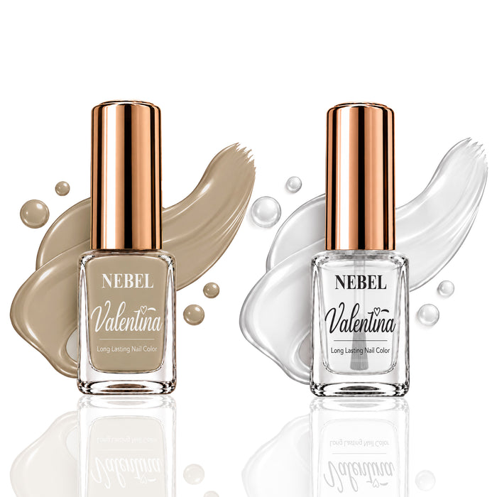 Golden Cream & Pure White Valentina Long Lasting Nail Color Combo Pack