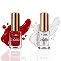 Cherry Red & Pure White Valentina Long Lasting Nail Color Combo Pack
