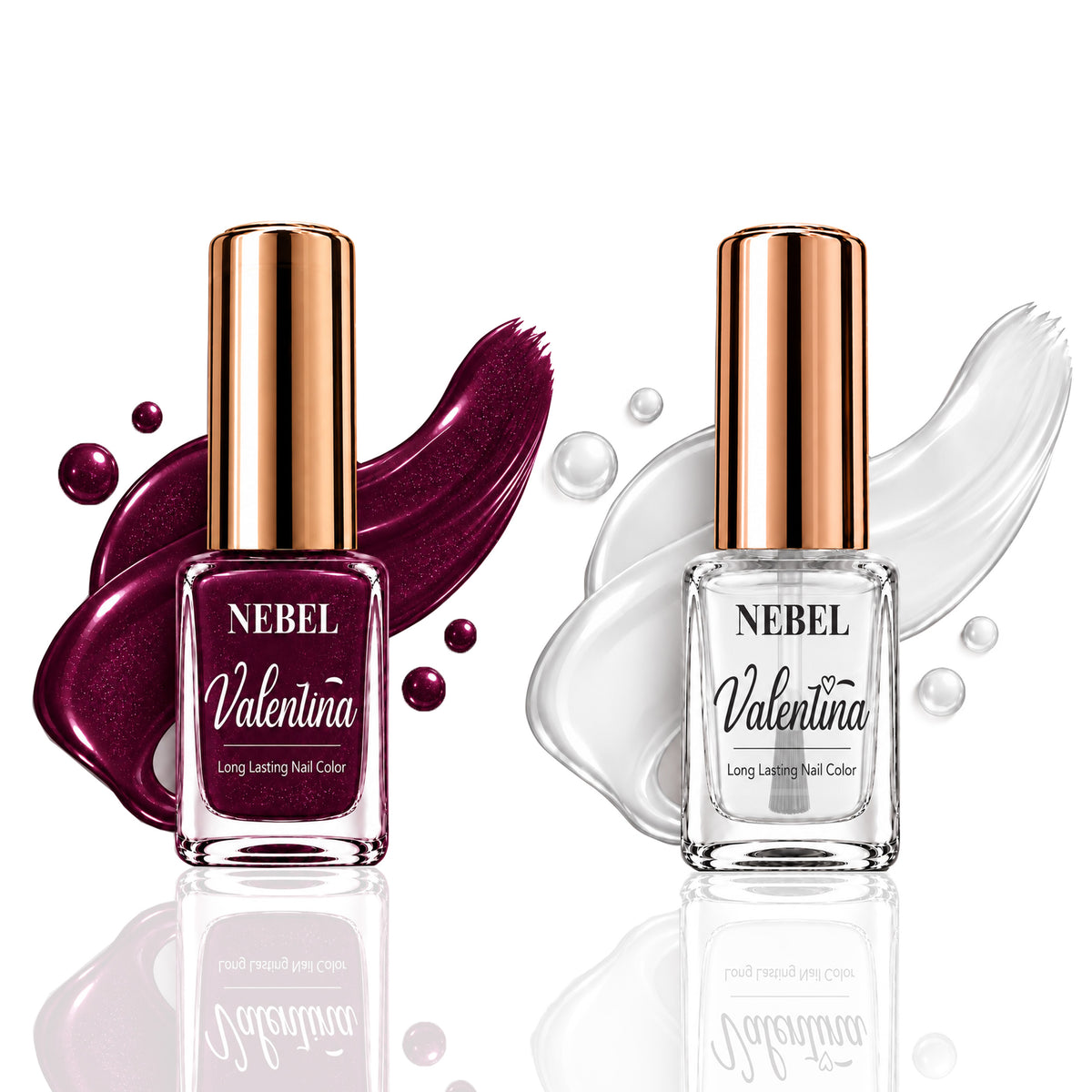 Burgundy Wine & Pure White Valentina Long Lasting Nail Color Combo Pack