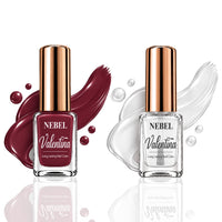 Burgundy Red & Pure White Valentina Long Lasting Nail Color Combo Pack