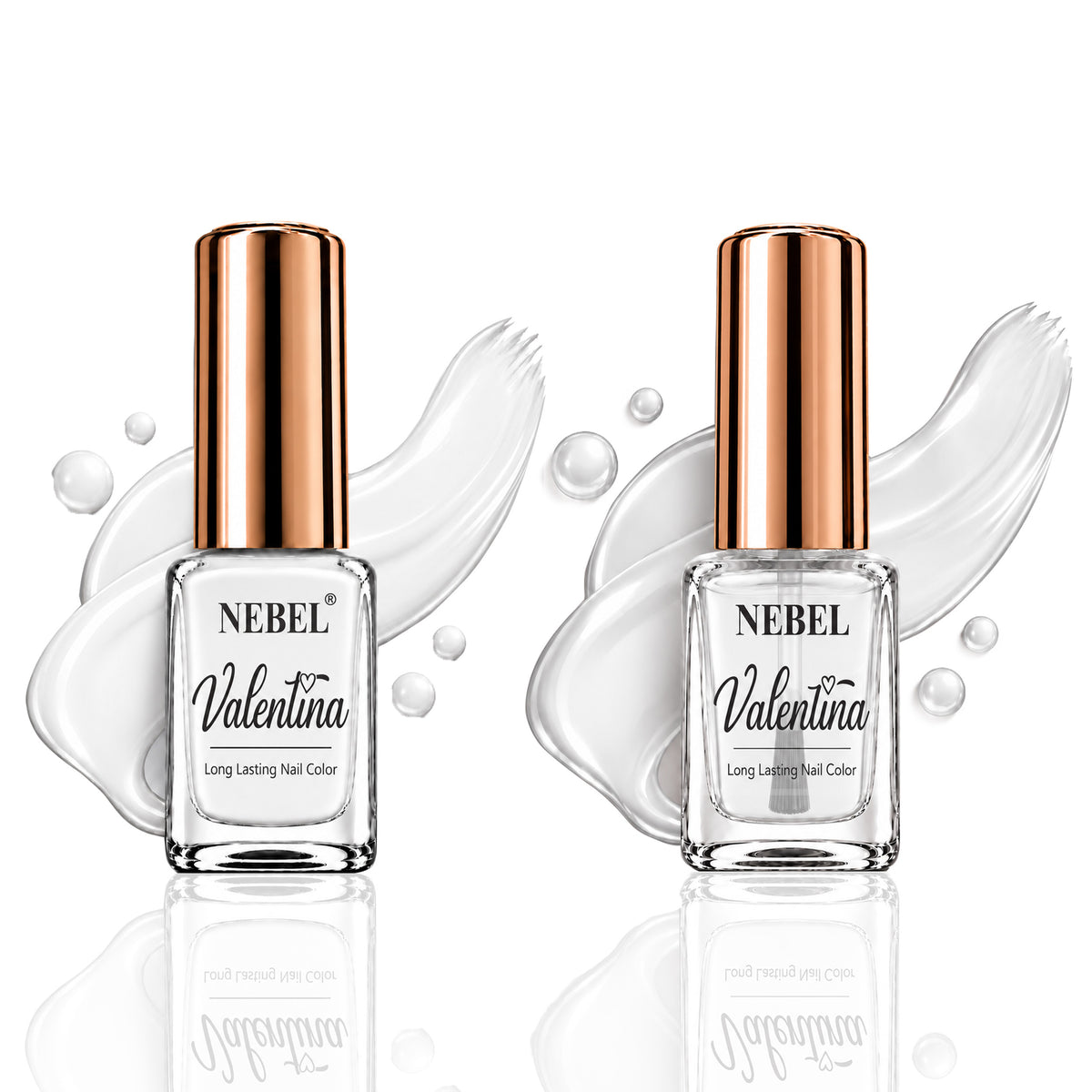 White Elegant & Pure White Valentina Long Lasting Nail Color Combo Pack