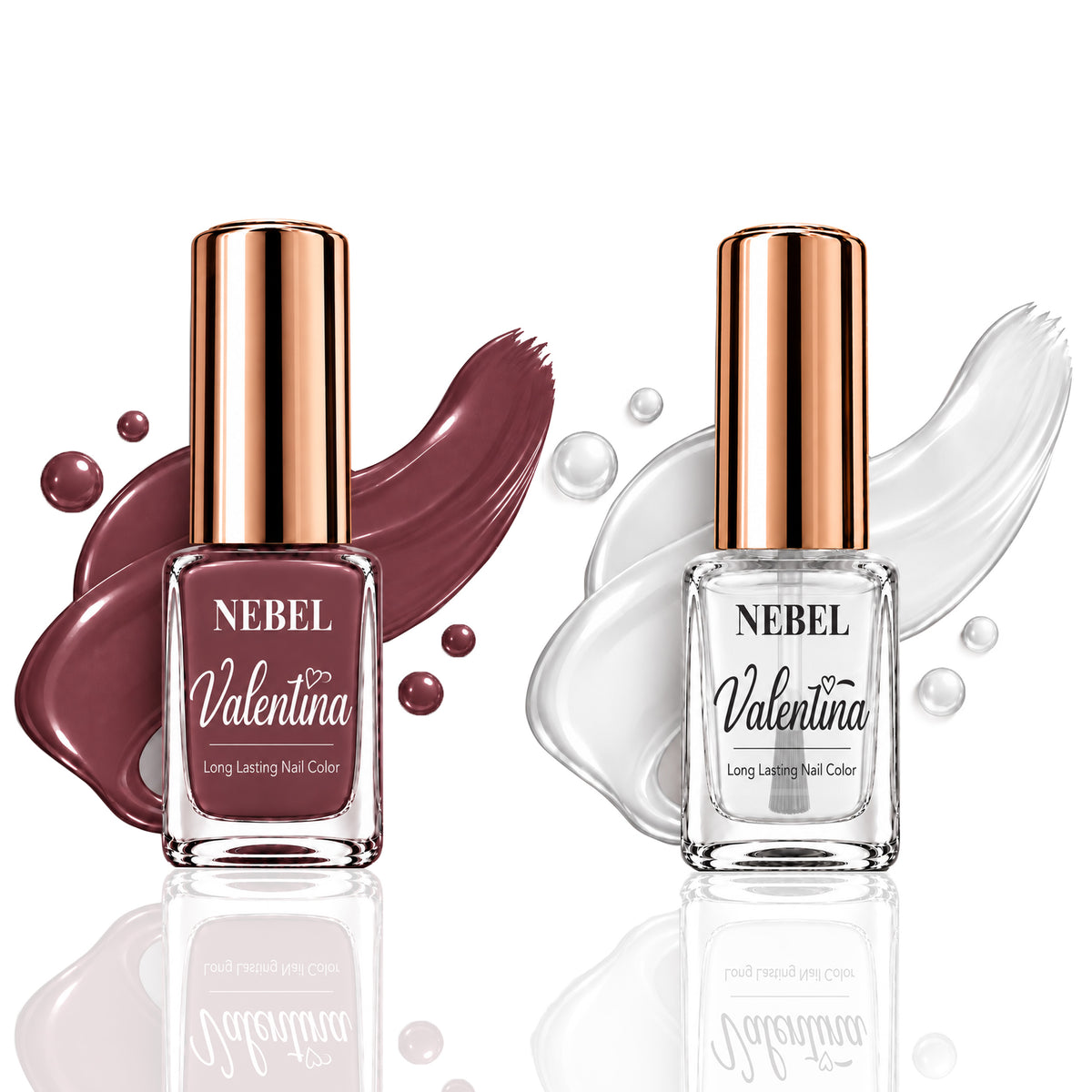 Rose Brown & Pure White Valentina Long Lasting Nail Color Combo Pack