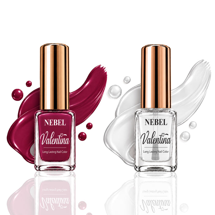 Berry Pink & Pure White Valentina Long Lasting Nail Color Combo Pack