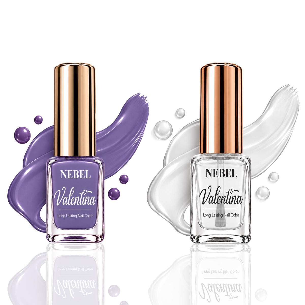 Muted Purple & Pure White Valentina Long Lasting Nail Color Combo Pack