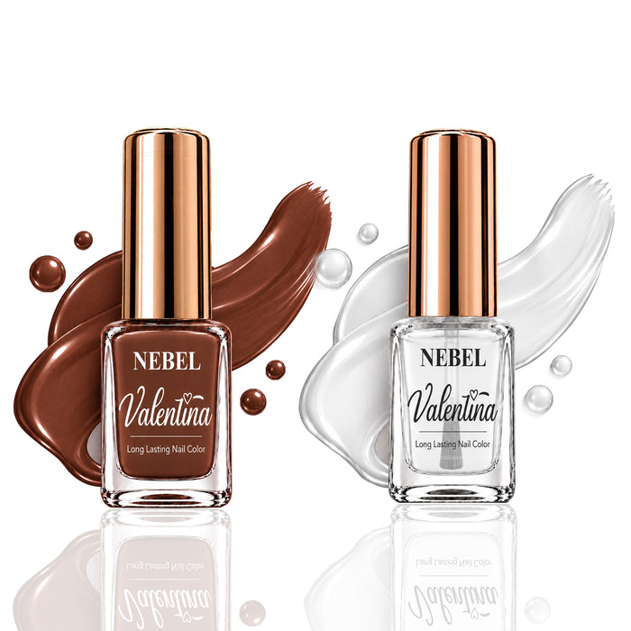 Brownie & Pure White Valentina Long Lasting Nail Color Combo Pack