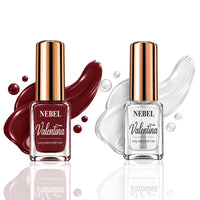 Brownish wine red & Pure White Valentina Long Lasting Nail Color Combo Pack