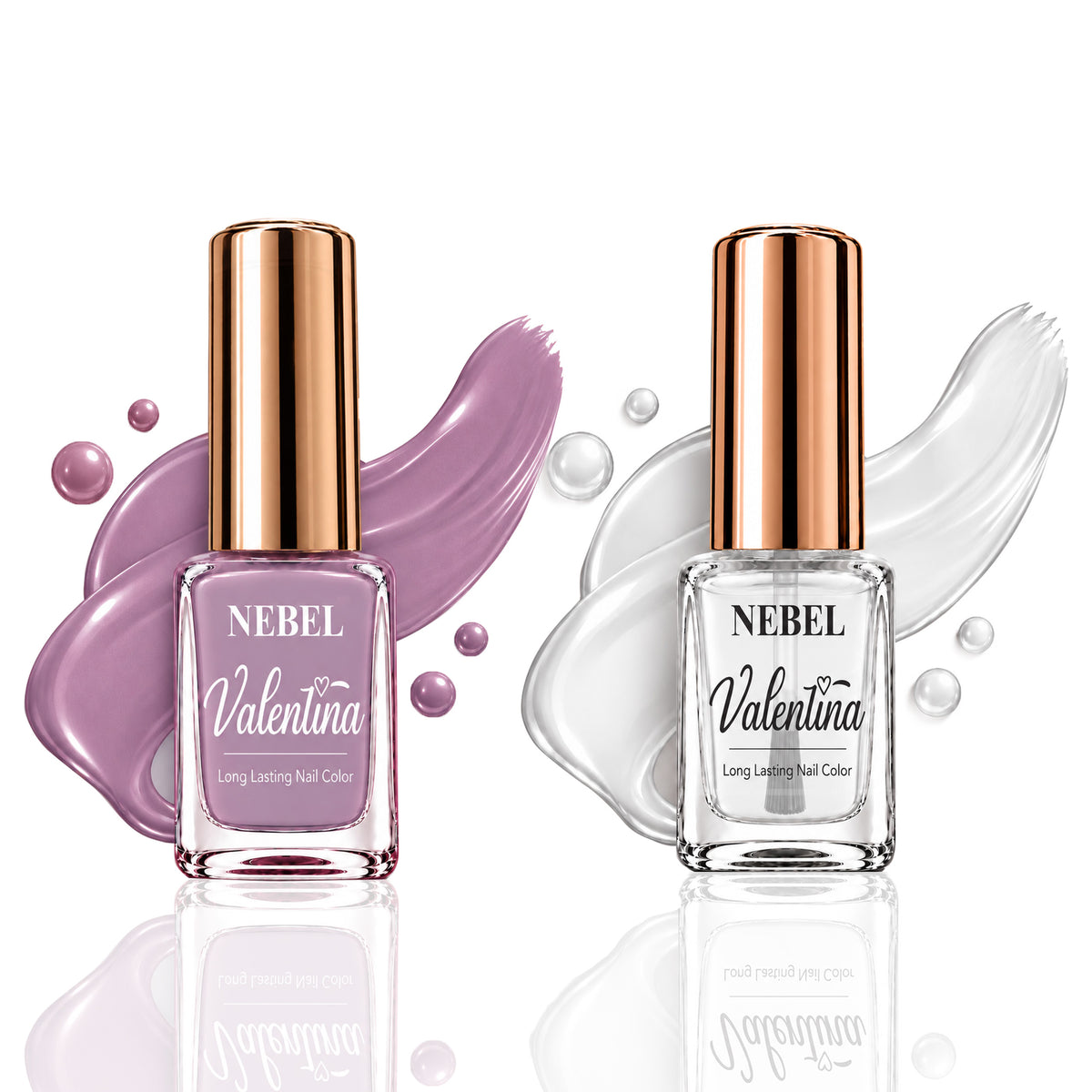 Muted Pink & Pure White Valentina Long Lasting Nail Color Combo Pack