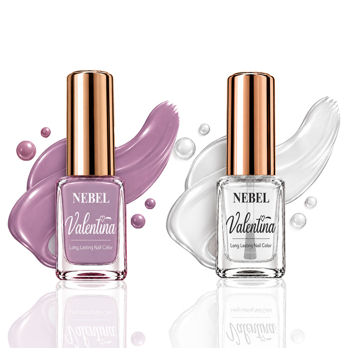 Muted Pink & Pure White Valentina Long Lasting Nail Color Combo Pack