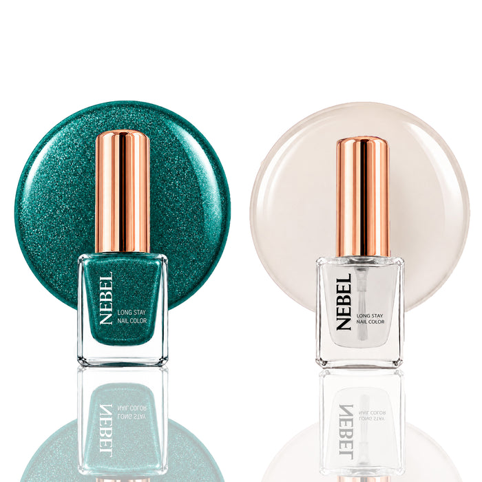 Green Glitter & Glaze Long Stay Nail Color Combo – 2 Nail Paints