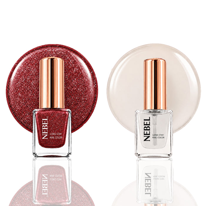 Red Glitter & Glaze Long Stay Nail Color Combo – 2 Nail Paints