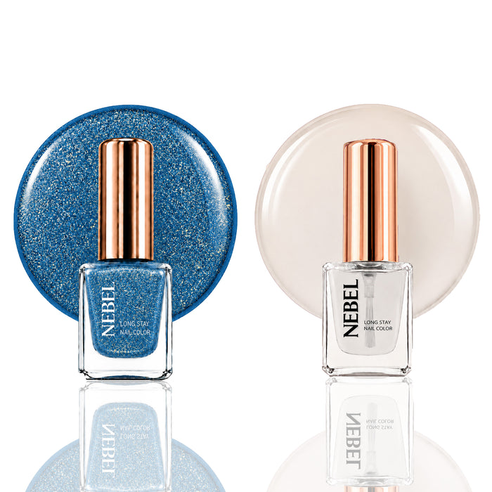 Blue Glitter & Glaze Long Stay Nail Color Combo – 2 Nail Paints