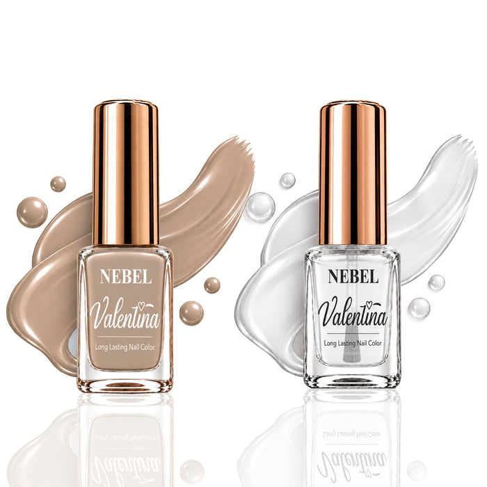 Soft Gold & Pure White Valentina Long Lasting Nail Color Combo Pack