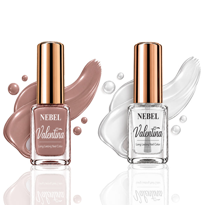 Rosy-brown shade & Pure White Valentina Long Lasting Nail Color Combo Pack