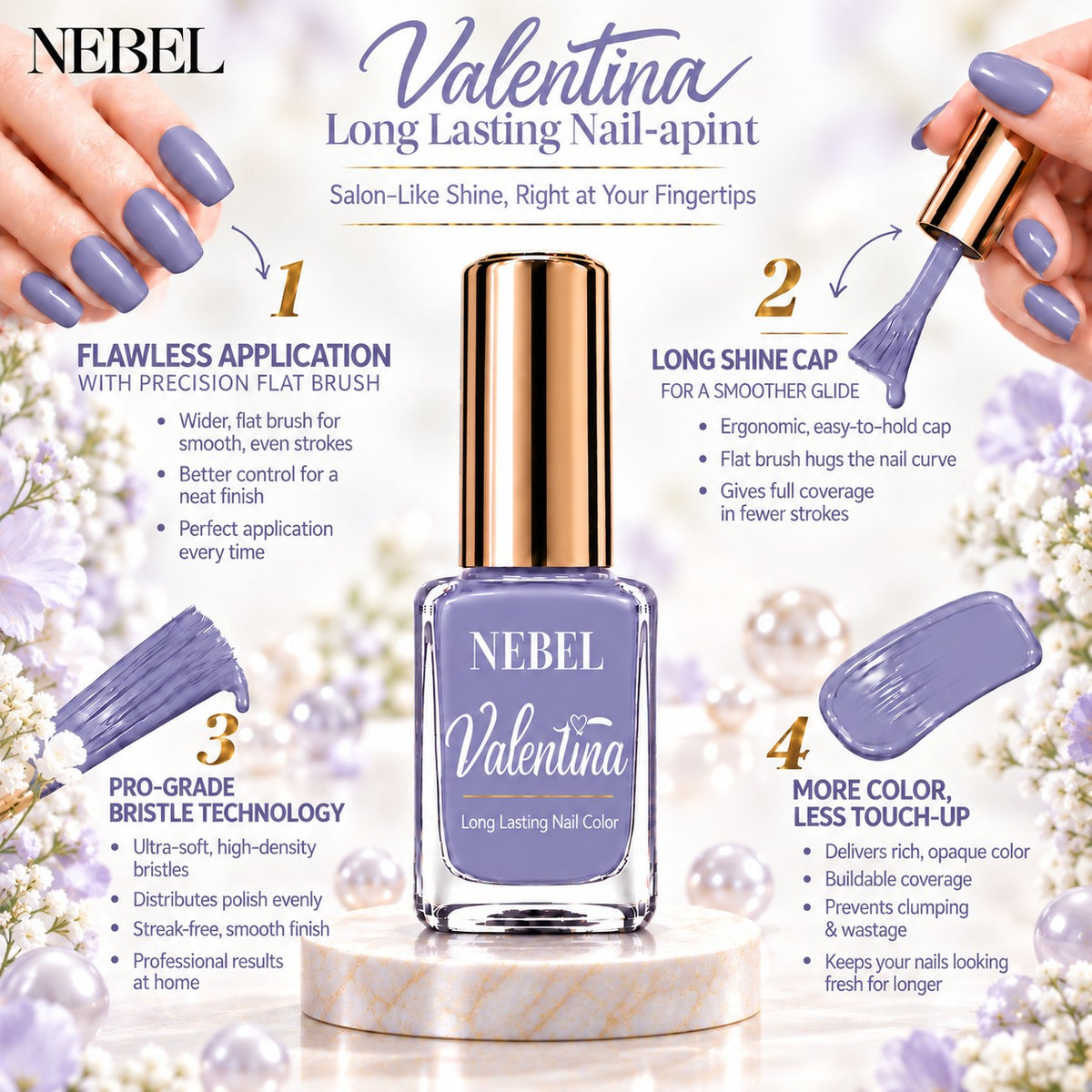Pastel Blue & Pure White Valentina Long Lasting Nail Color Combo Pack