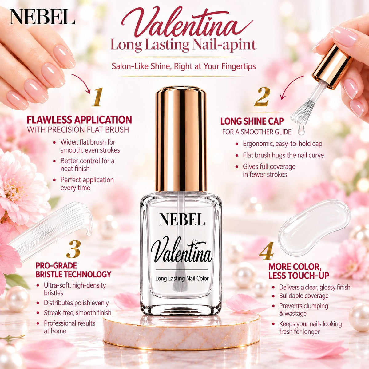 Pure White & Pure White Valentina Long Lasting Nail Color Combo Pack