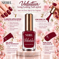 Deep berry-Red & Pure White Valentina Long Lasting Nail Color Combo Pack